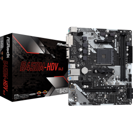 ASRock B450M-HDV R4.0 AM4 AMD Promontory B450 SATA 6Gb/s Micro ATX AMD Motherboard