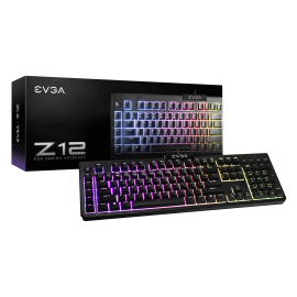 EVGA Z12 RGB Gaming Keyboard, RGB Backlit LED, 5 Programmable Macro Keys, Dedicated Media Keys, Water Resistant