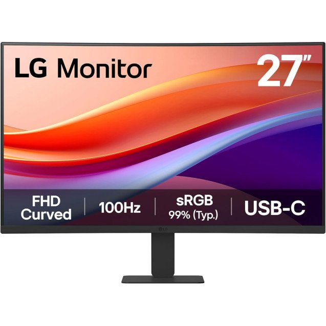 LG Monitor 27U421A – Curved FHD 1080p VA 27 inch, 100Hz, 5ms, USB-C, HDMI