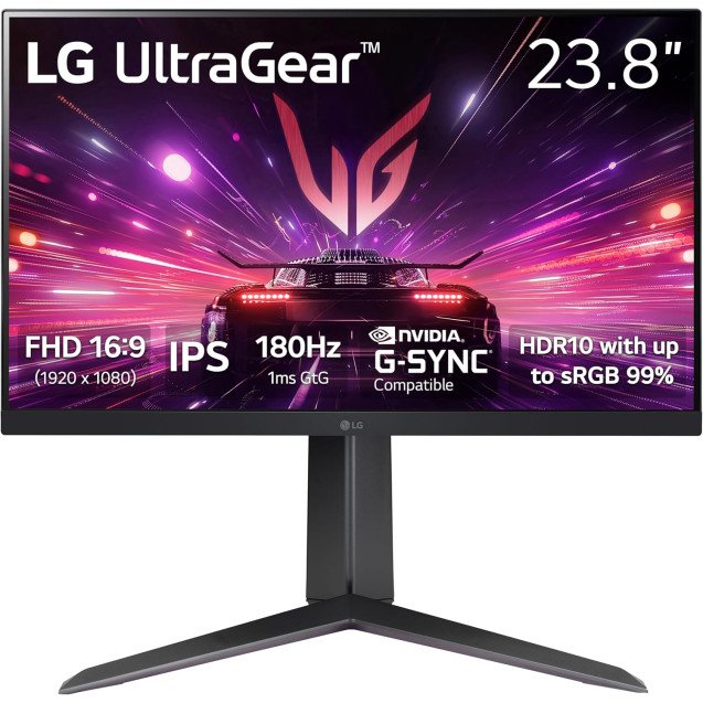 LG UltraGear 24” 1920x1080p Full HD IPS Gaming Monitor 180Hz 1ms (GtG), HDR10