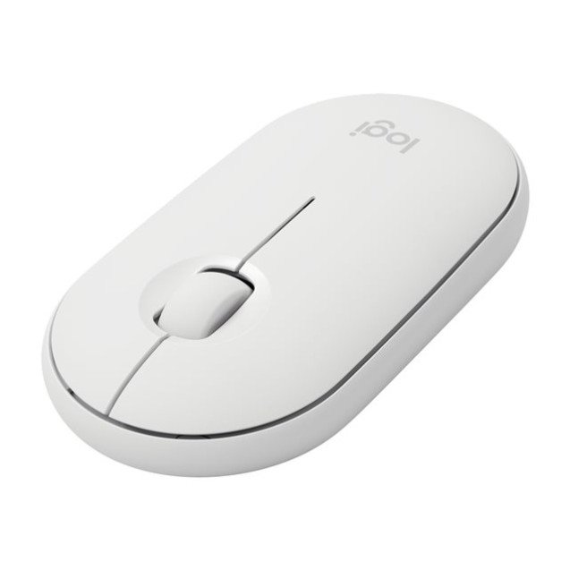 Logitech Pebble M350 Wireless Mouse with Bluetooth or USB - White