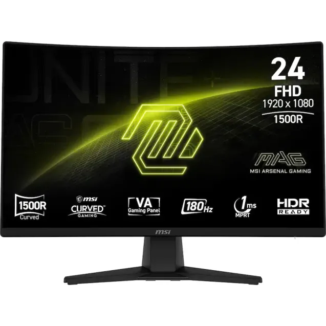 MSI MAG 242C 24 inch FHD 1920x1080 Curved VA 180Hz 1ms Gaming Monitor with FreeSync and HDR Ready HDMI, DisplayPort