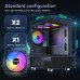 Okinos Aqua 3, Micro ATX Case PC Case with 3 X 120mm 3-Pin ARGB Fan Pre-Installed, Panoramic View Tempered Glass Front & Side Panel, with Type C Port, Black