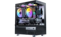 Okinos Aqua 3, Micro ATX Case PC Case with 3 X 120mm 3-Pin ARGB Fan Pre-Installed, Panoramic View Tempered Glass Front & Side Panel, with Type C Port, Black