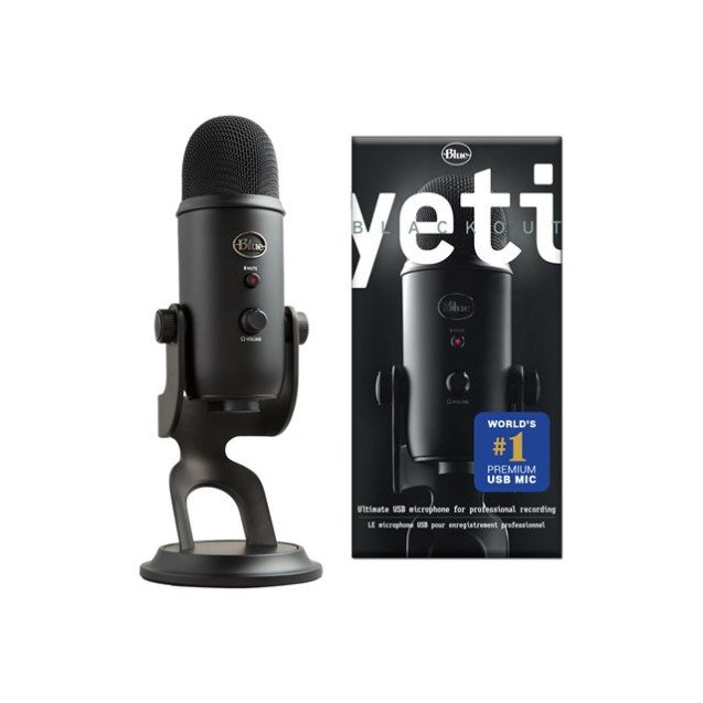 Blue Yeti BLACKOUT- USB  Microphone - Streaming, Podcasting, Vocal Recording, Compatible with iMac, Laptop, Desktop Computer