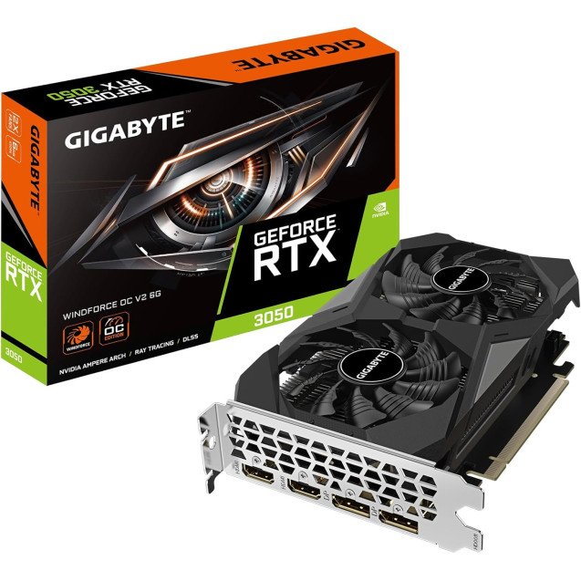 GIGABYTE GeForce RTX 3050 WINDFORCE OC V2 6G Graphics Card, 2X WINDFORCE Fans, 6GB GDDR6 96-bit