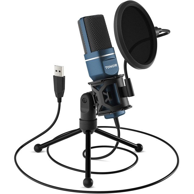 TONOR USB Condenser Microphone Mic with Tripod Stand & Pop Filter for Streaming, Podcasting, Vocal Recording, Compatible with iMac, Laptop, Desktop Computer